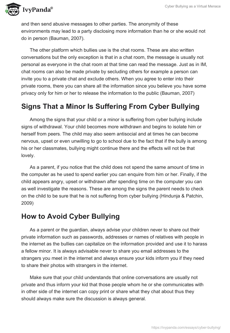 Cyber Bullying as a Virtual Menace. Page 3