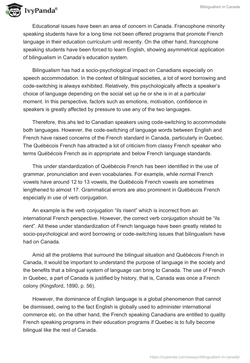 Bilingualism in Canada. Page 2