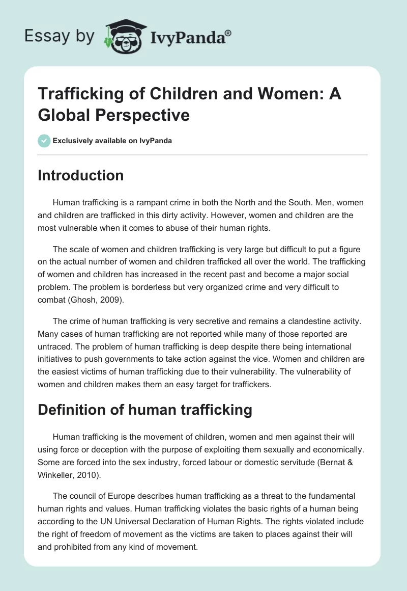 Trafficking of Children and Women: A Global Perspective. Page 1