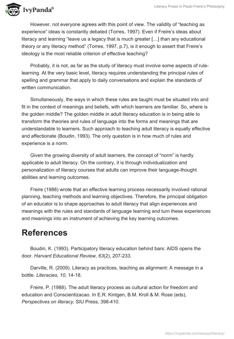 Literacy Poses in Paulo Freire’s Philosophy. Page 2