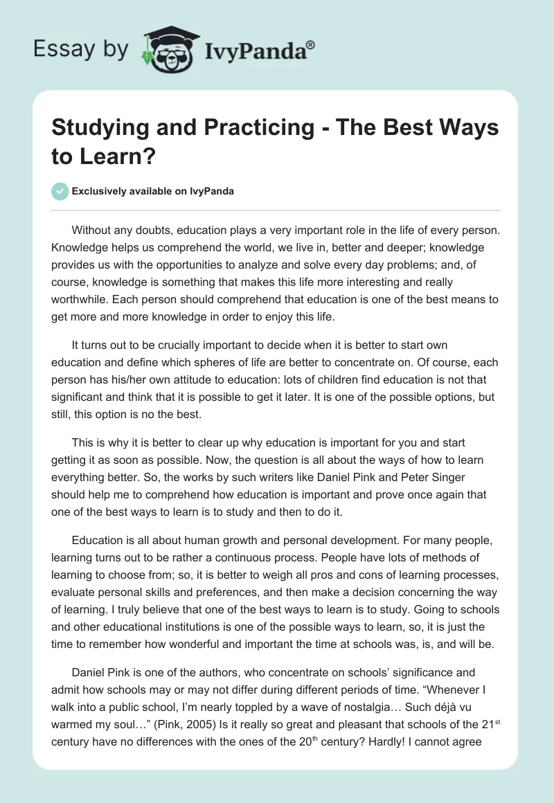 Studying and Practicing - The Best Ways to Learn?. Page 1