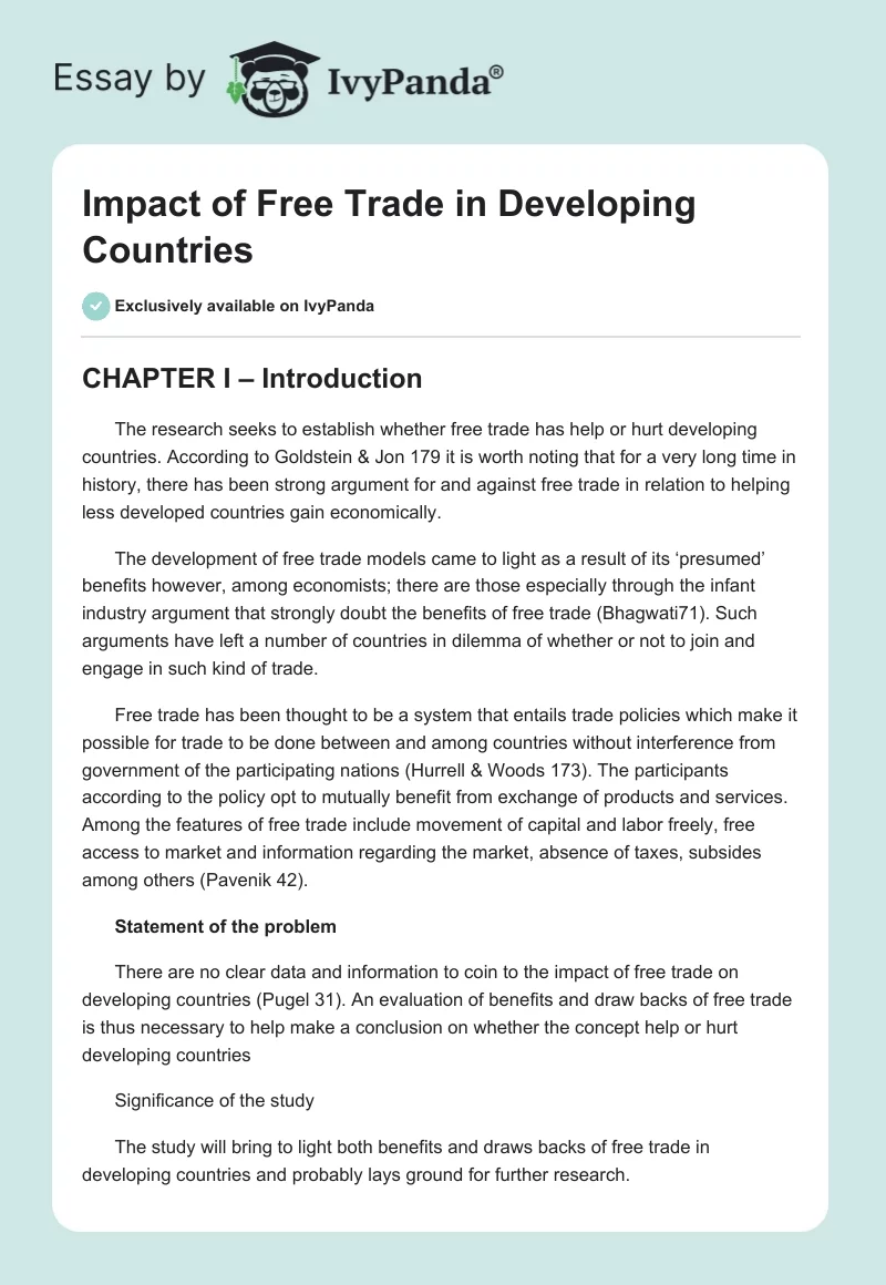 Impact of Free Trade in Developing Countries. Page 1