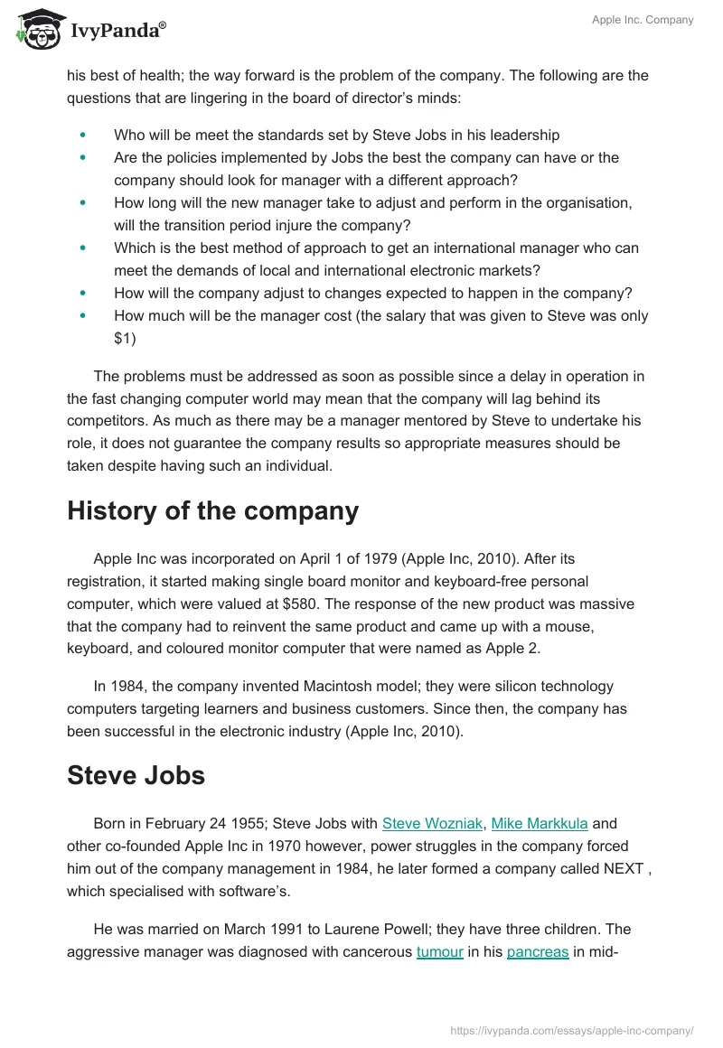 Apple Inc. Company. Page 2