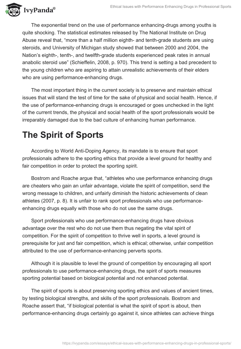 Ethical Issues With Performance Enhancing Drugs in Professional Sports. Page 3