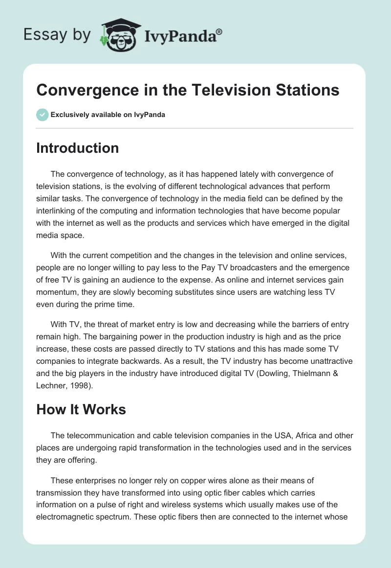 Convergence in the Television Stations. Page 1