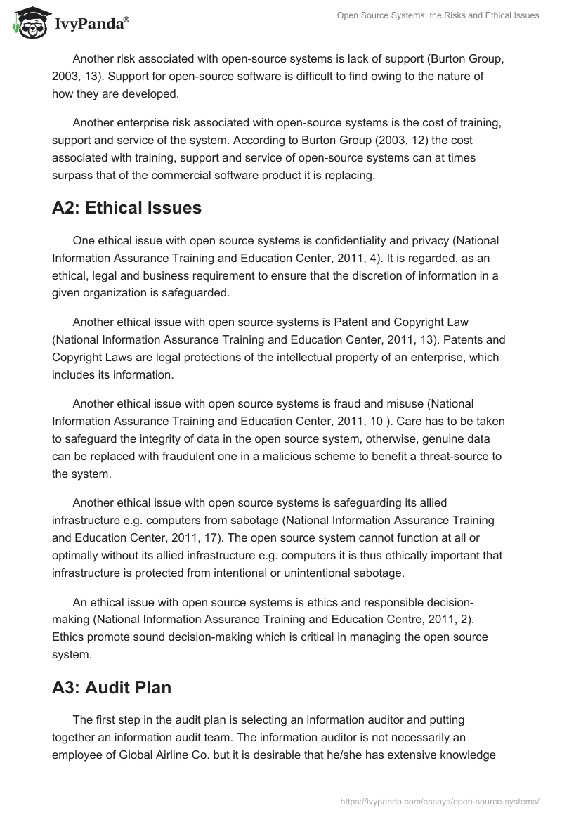 Open Source Systems: the Risks and Ethical Issues. Page 2