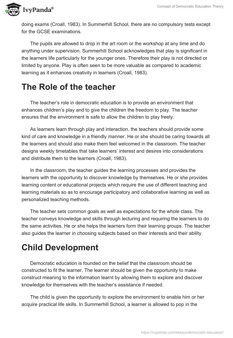 Concept of Democratic Education Theory. Page 4