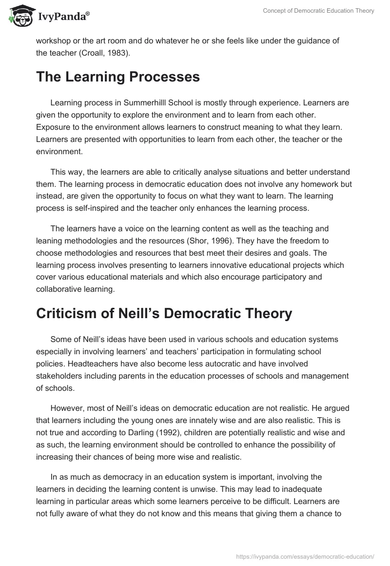 Concept of Democratic Education Theory. Page 5