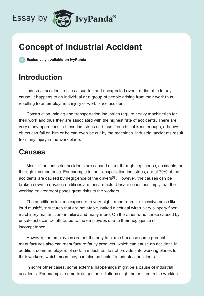 Concept of Industrial Accident. Page 1