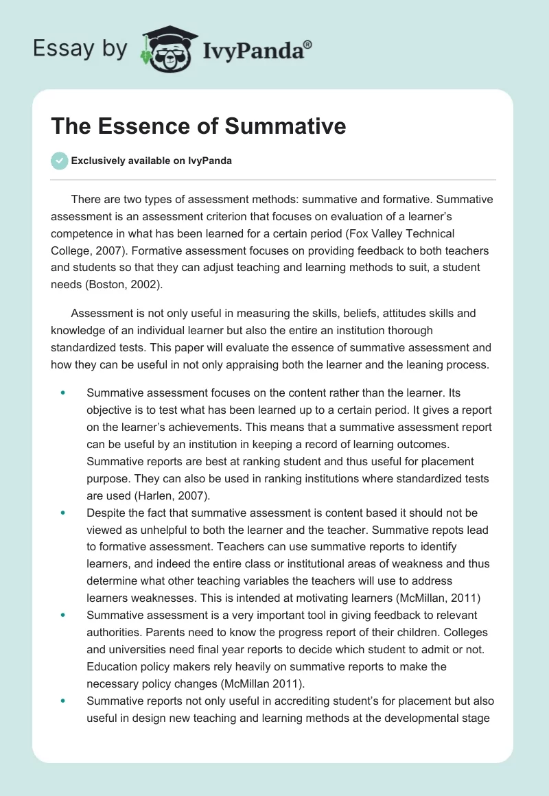 The Essence of Summative. Page 1