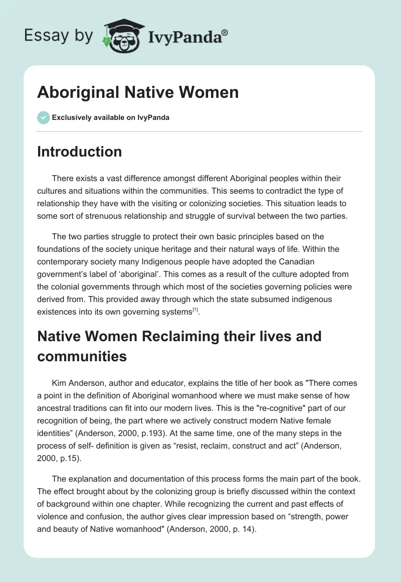 Aboriginal Native Women. Page 1