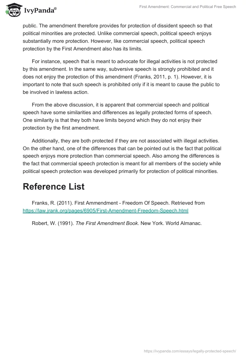 First Amendment: Commercial and Political Free Speech. Page 2