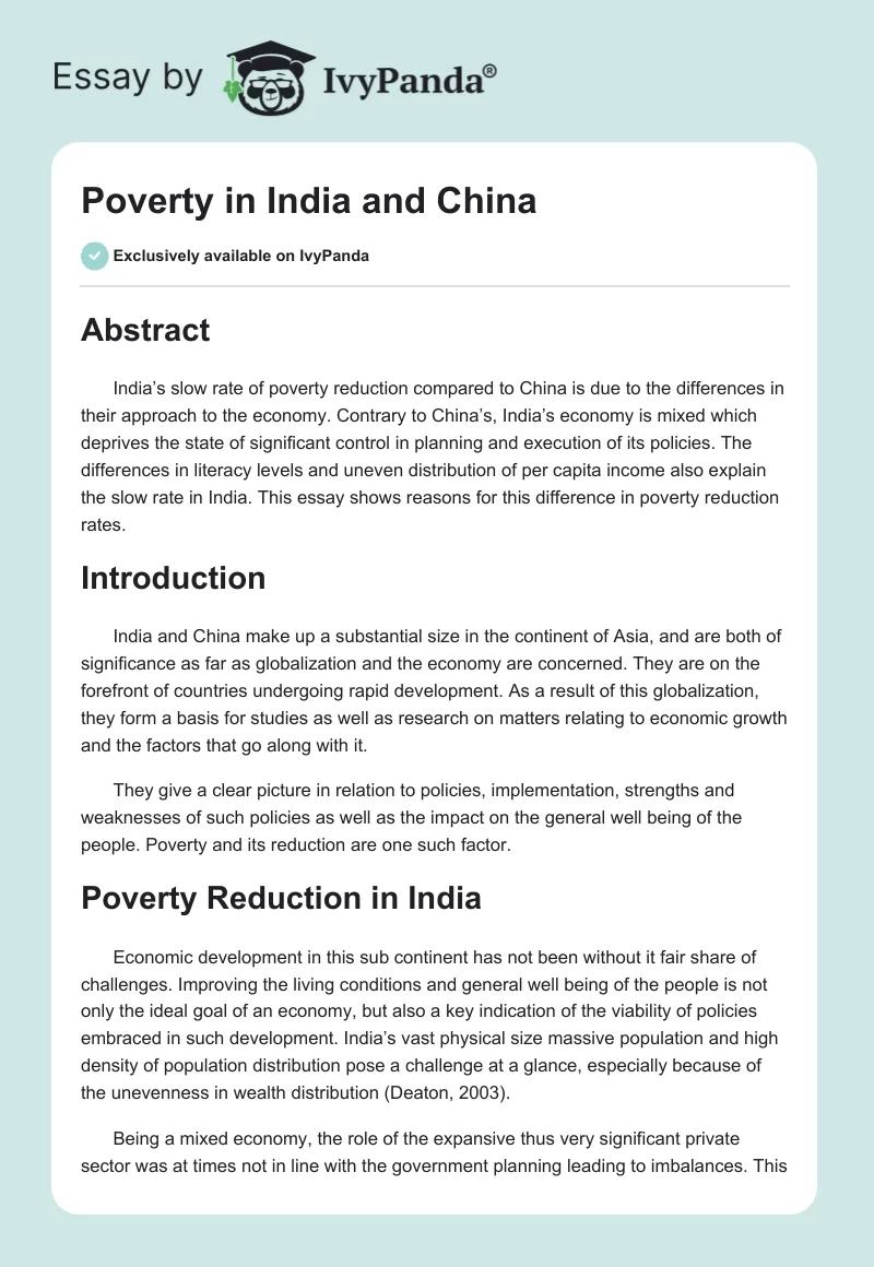 Poverty in India and China. Page 1