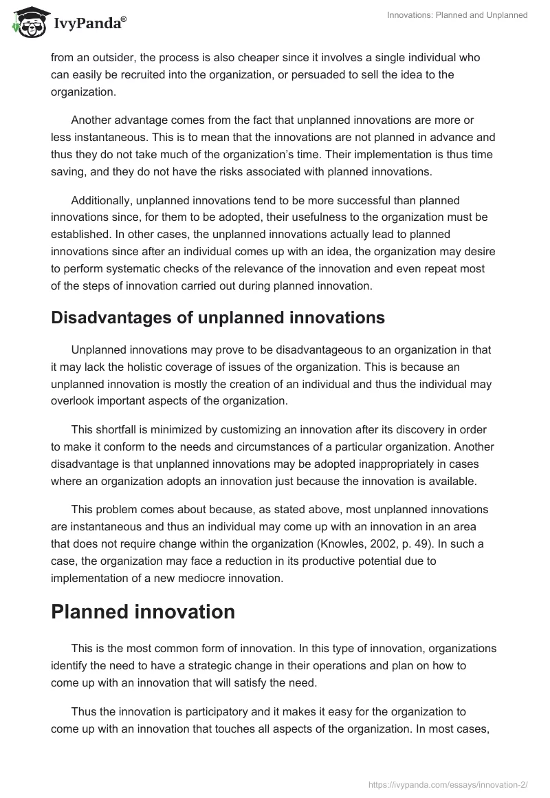 Innovations: Planned and Unplanned. Page 2