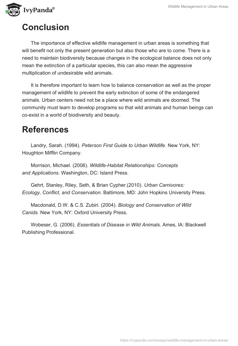 Wildlife Management in Urban Areas. Page 4