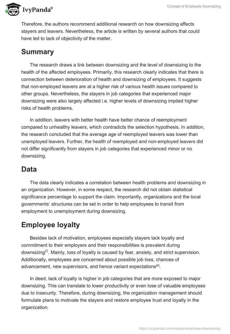Concept of Employee Downsizing. Page 5