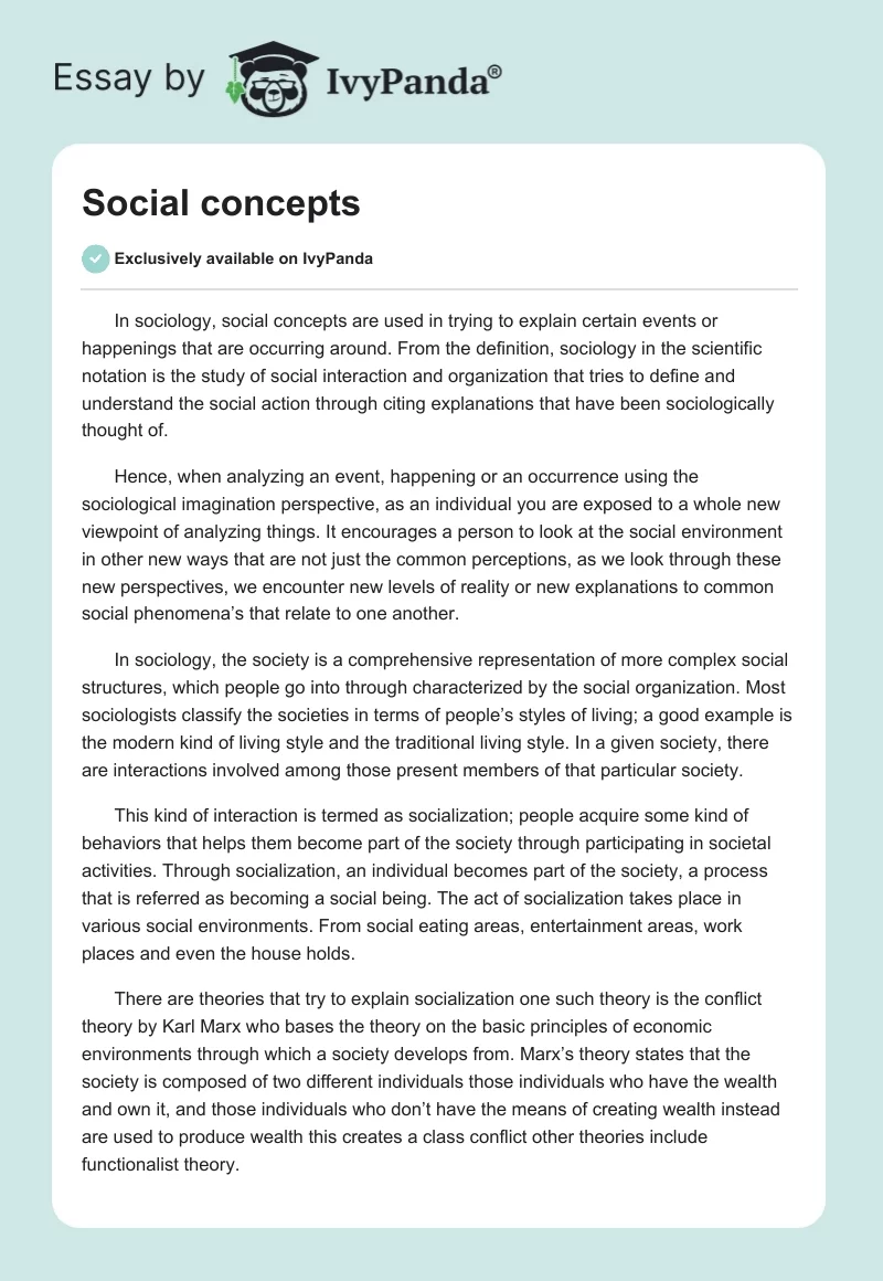 Social concepts. Page 1