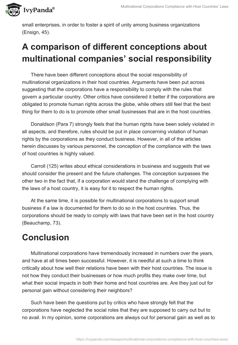 Multinational Corporations Compliance With Host Countries’ Laws. Page 5