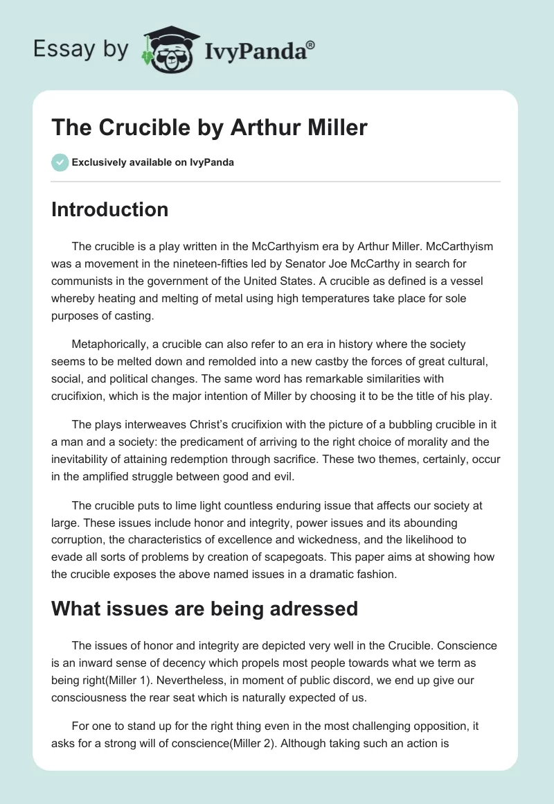 The Crucible by Arthur Miller. Page 1