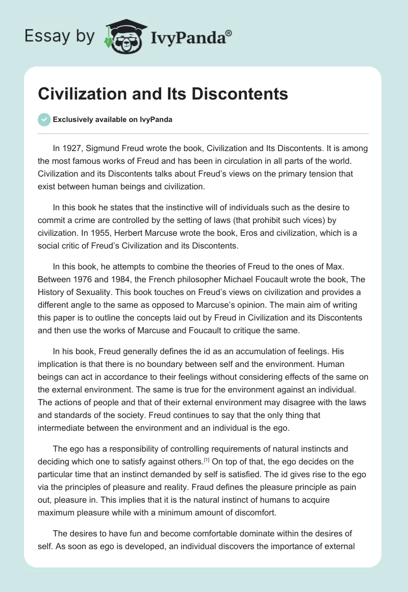 Civilization and Its Discontents. Page 1