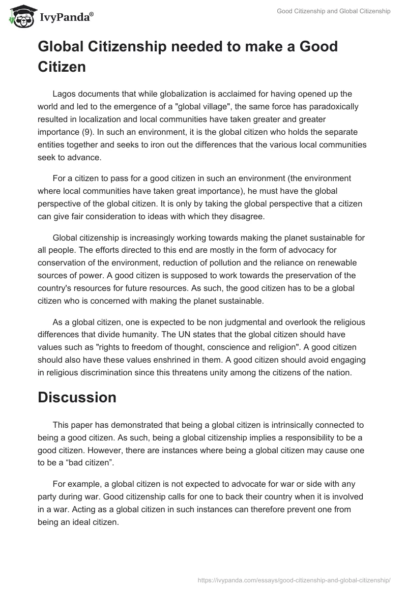 Good Citizenship and Global Citizenship. Page 3