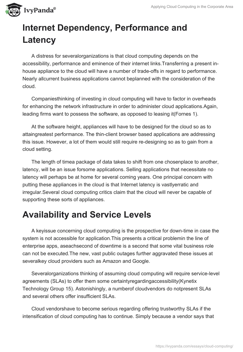 Applying Cloud Computing in the Corporate Area. Page 3