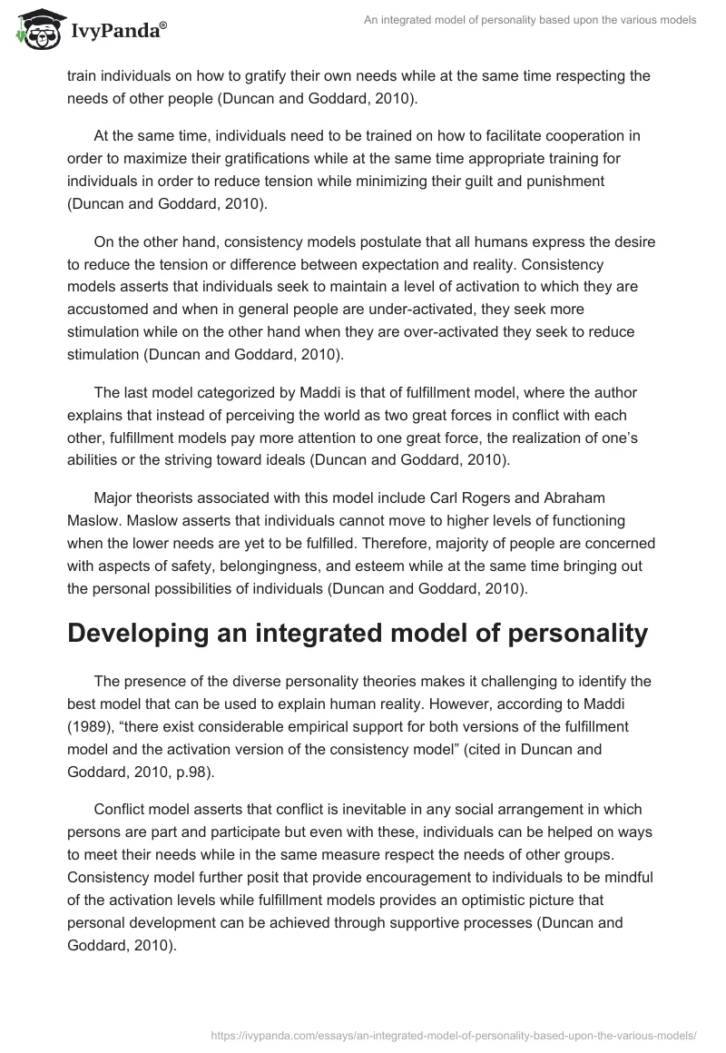 An integrated model of personality based upon the various models. Page 2