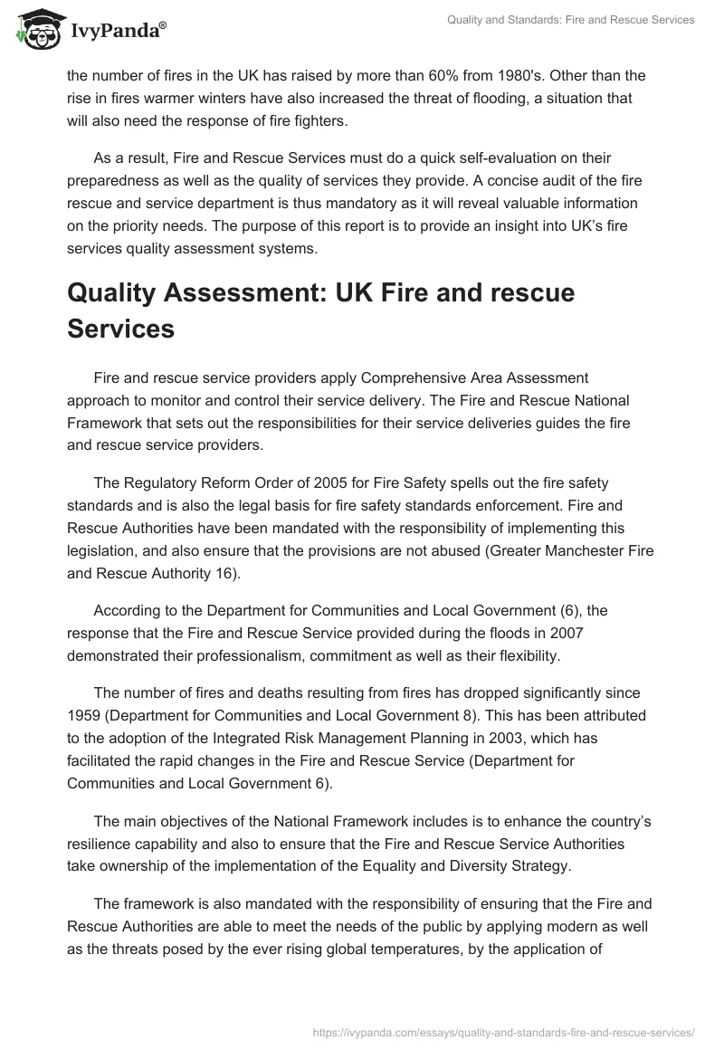 Quality and Standards: Fire and Rescue Services. Page 2