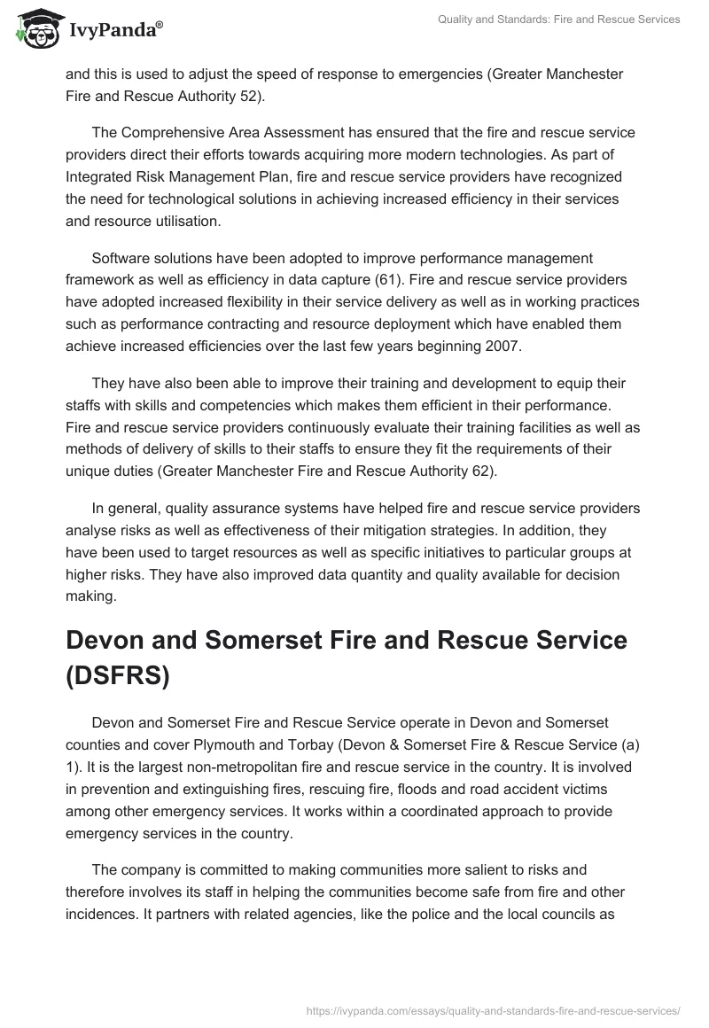 Quality and Standards: Fire and Rescue Services. Page 5
