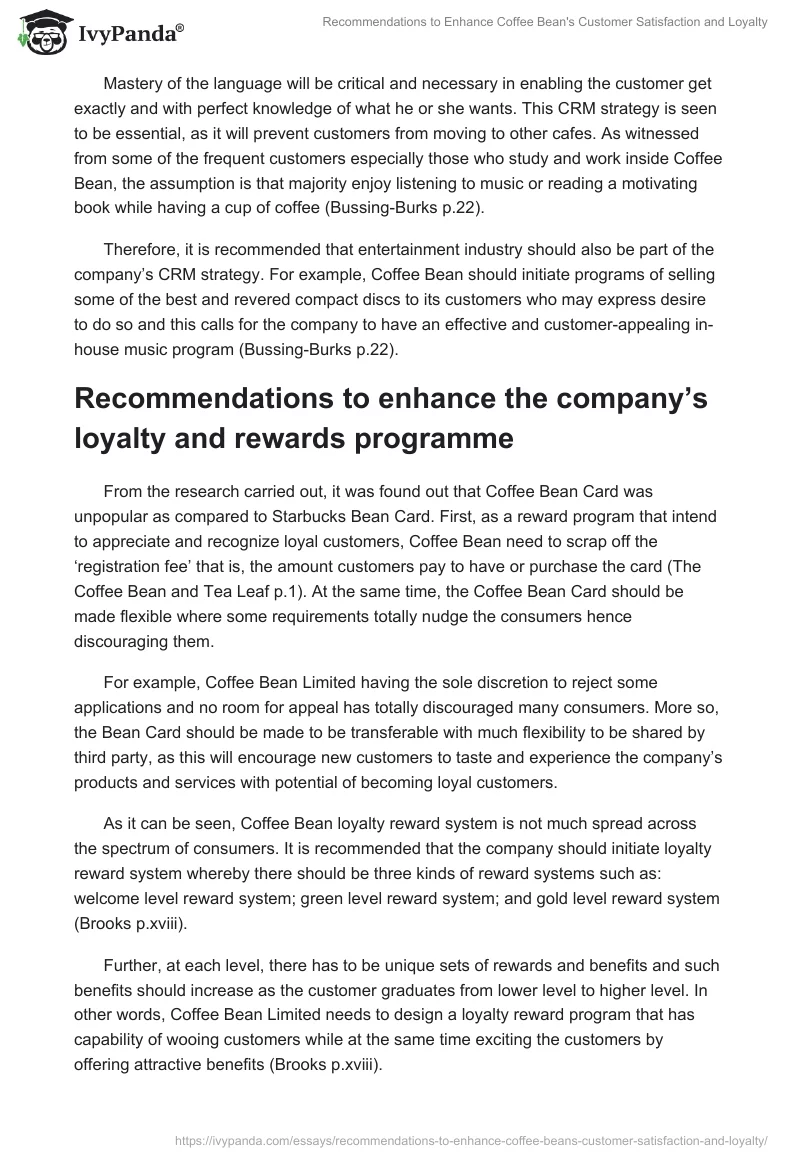 Recommendations to Enhance Coffee Bean's Customer Satisfaction and Loyalty. Page 3