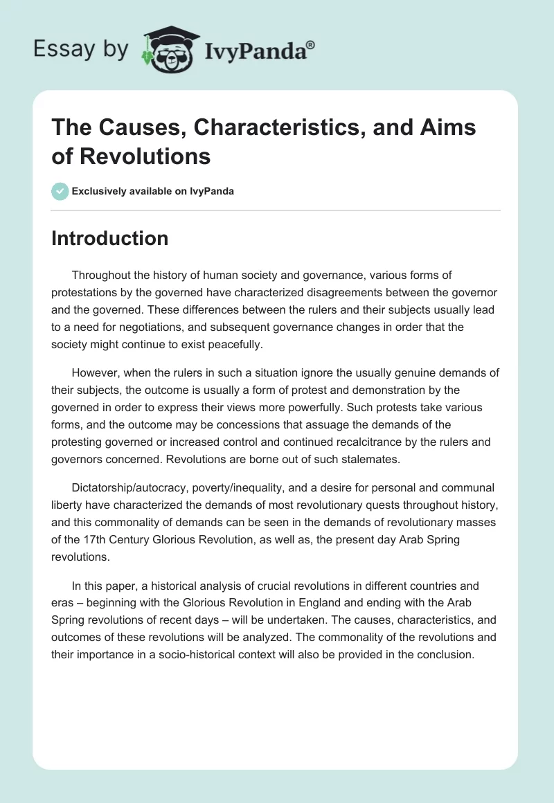The Causes, Characteristics, and Aims of Revolutions. Page 1