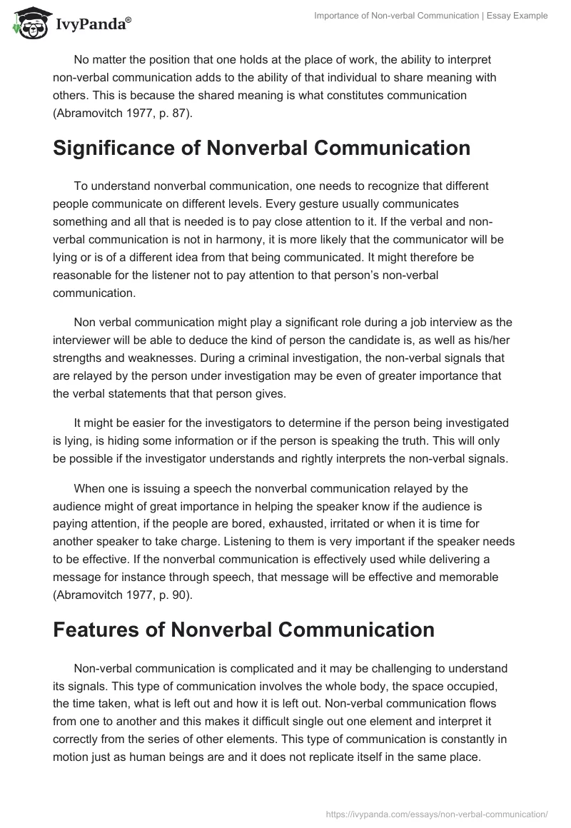 Importance of Non-Verbal Communication | Essay Example. Page 2