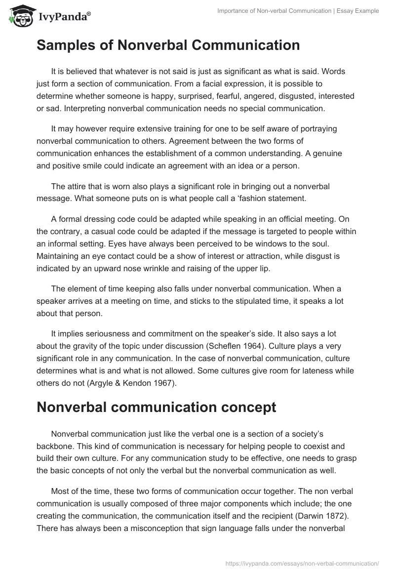 example of non verbal communication essay
