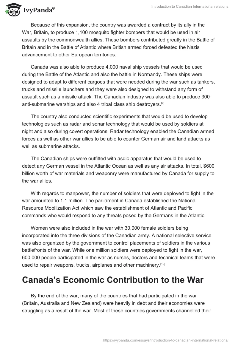 Introduction to Canadian International relations. Page 4