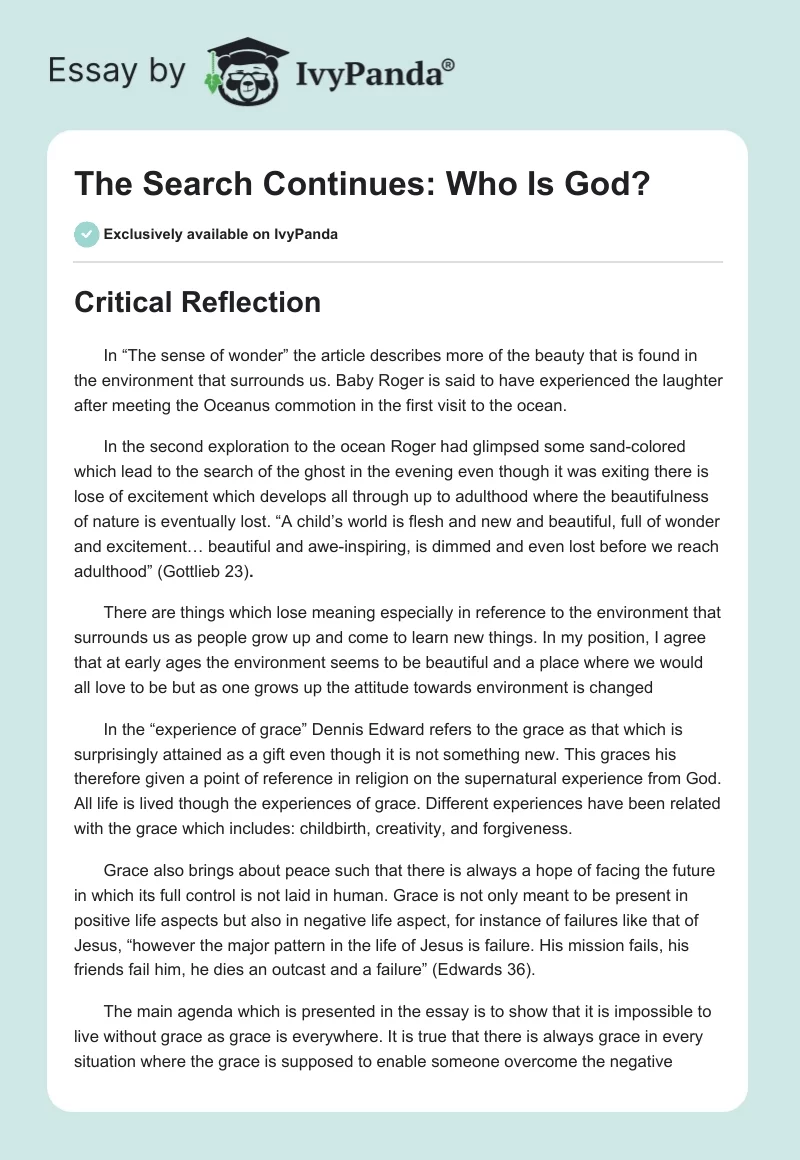 The Search Continues: Who Is God?. Page 1