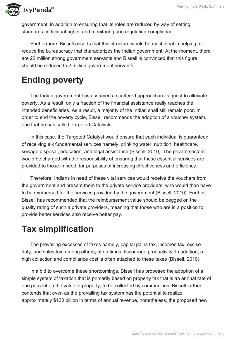 Making India Work: Summary. Page 2