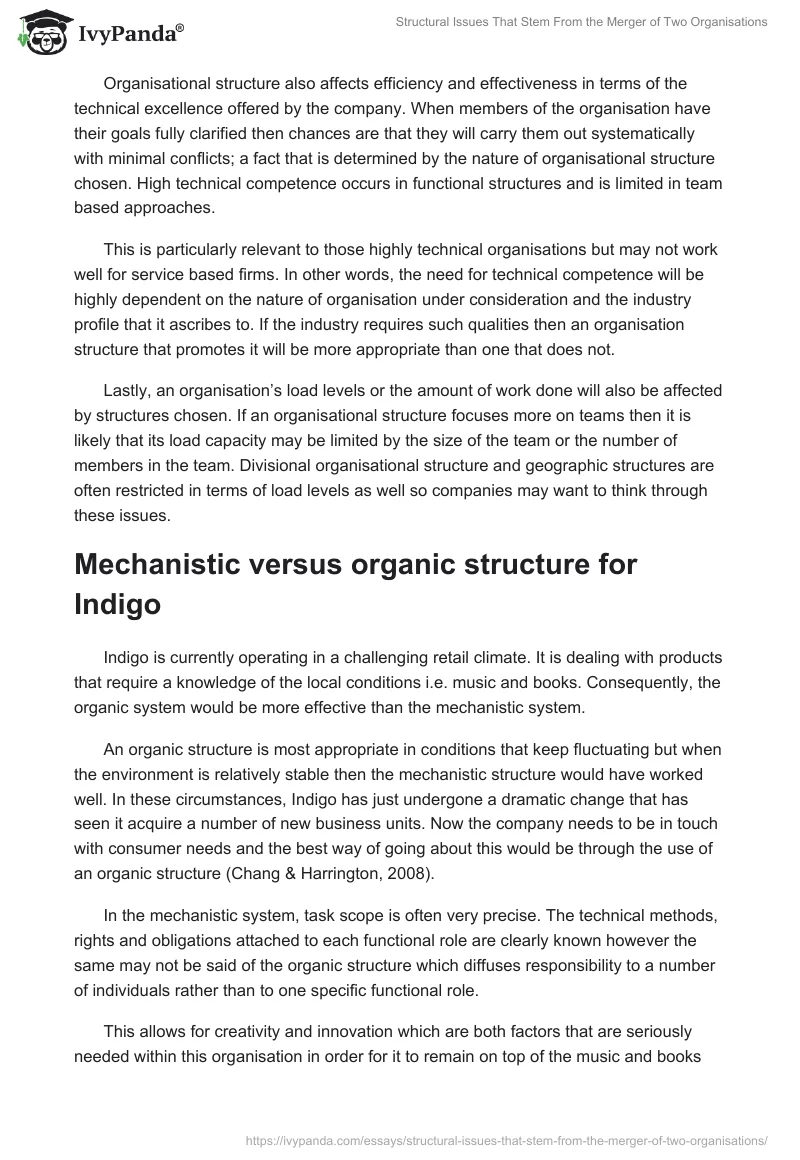 Structural Issues That Stem From the Merger of Two Organisations. Page 3