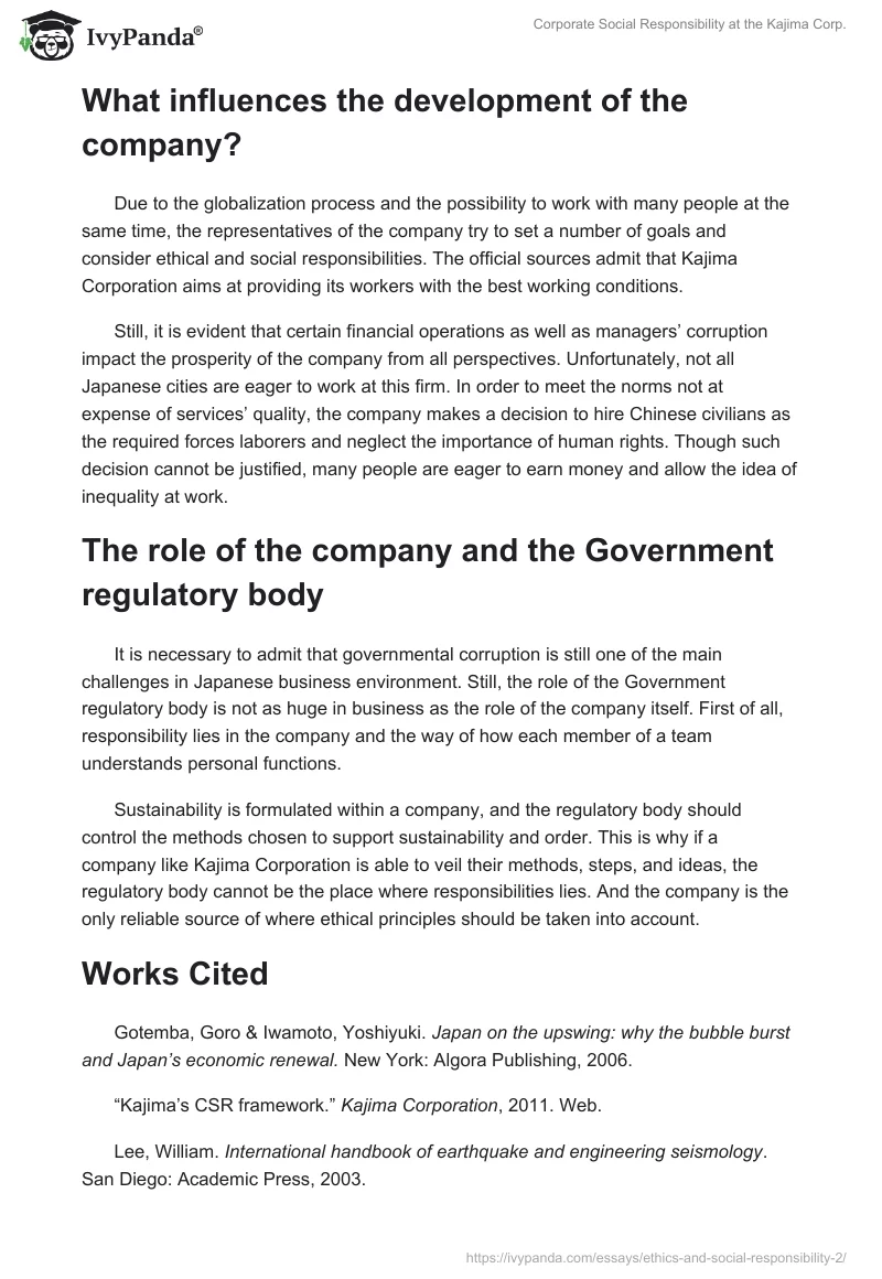 Corporate Social Responsibility at the Kajima Corp.. Page 3