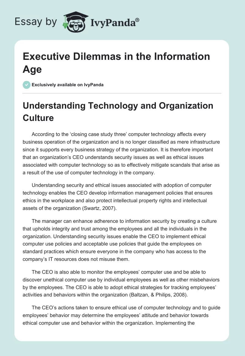Executive Dilemmas in the Information Age. Page 1
