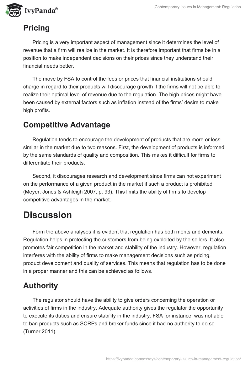 Contemporary Issues in Management: Regulation. Page 5