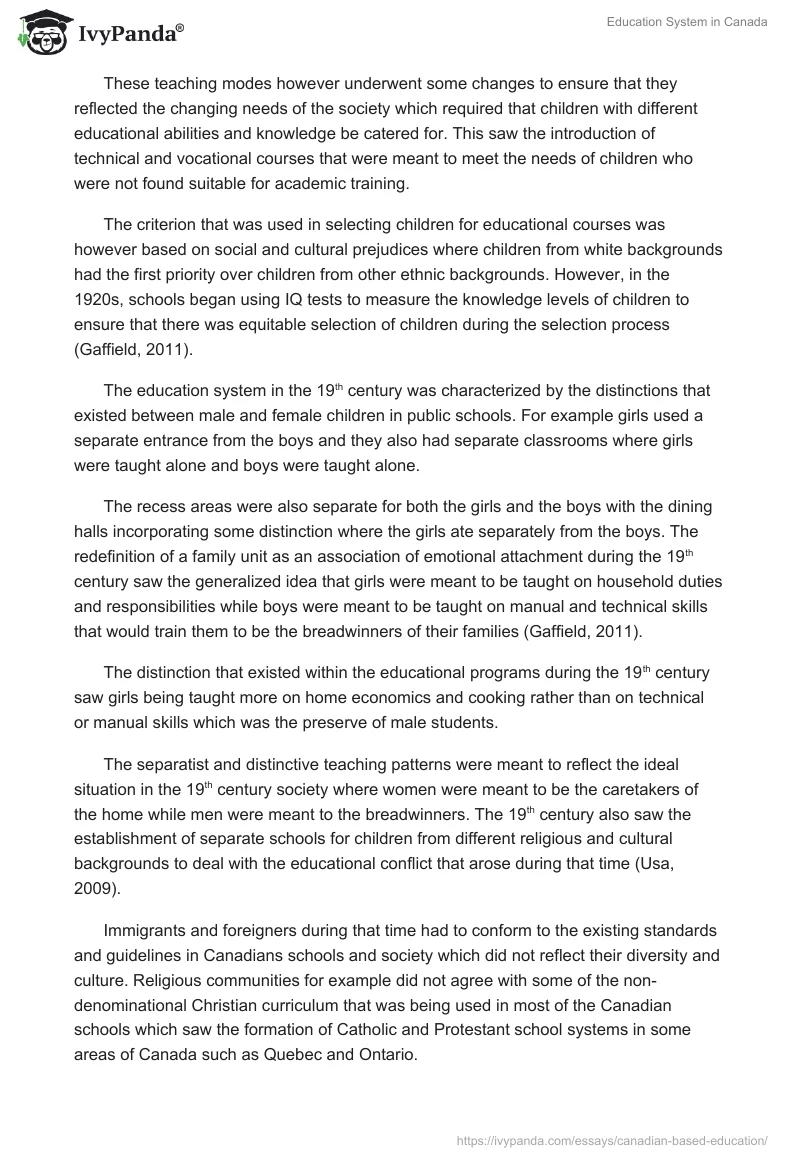 Education System in Canada. Page 2