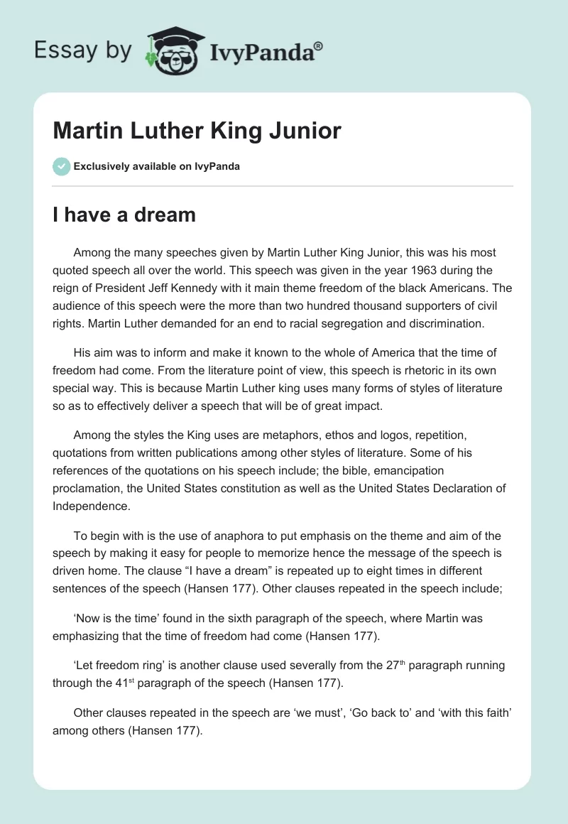 Martin Luther King Junior. Page 1