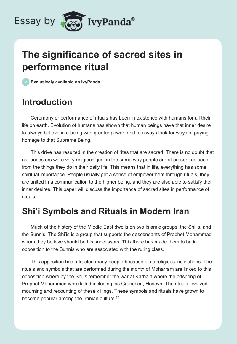 The Significance of Sacred Sites in Performance Ritual. Page 1