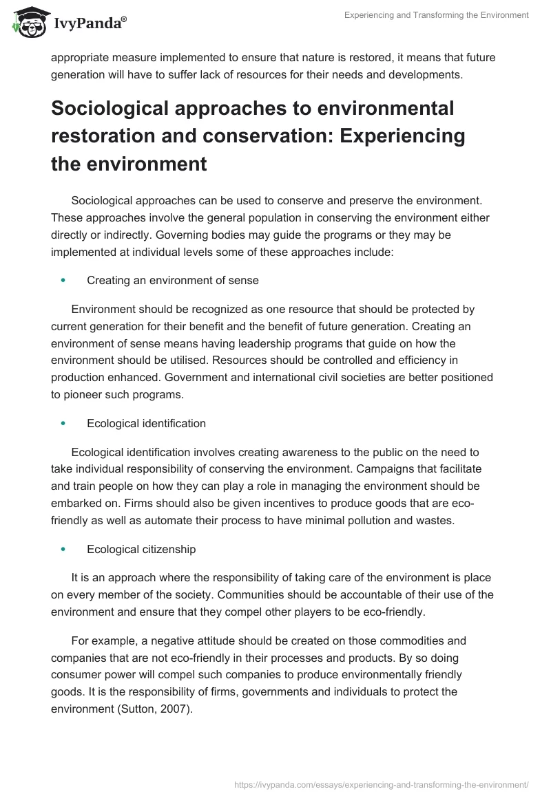 Experiencing and Transforming the Environment. Page 3