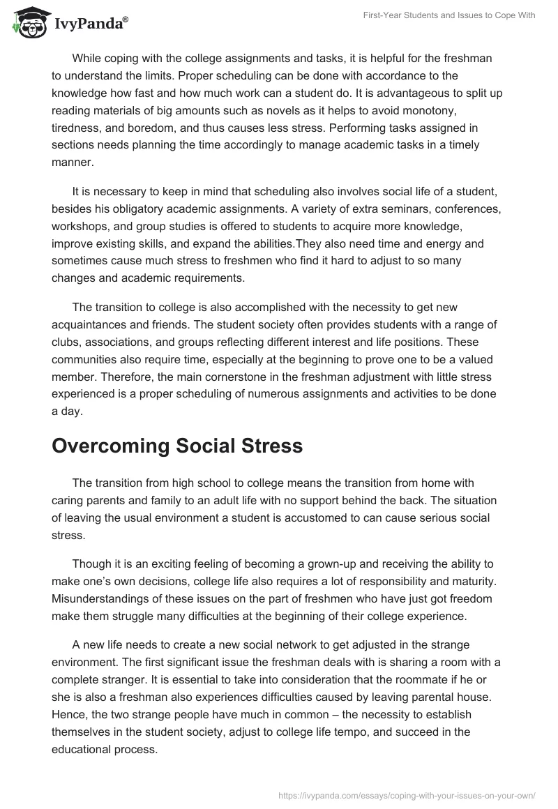 First-Year Students and Issues to Cope with. Page 2