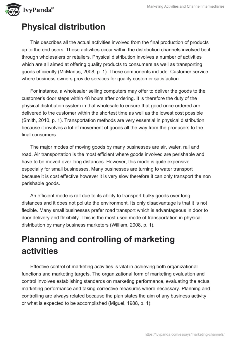 Marketing Activities and Channel Intermediaries. Page 2