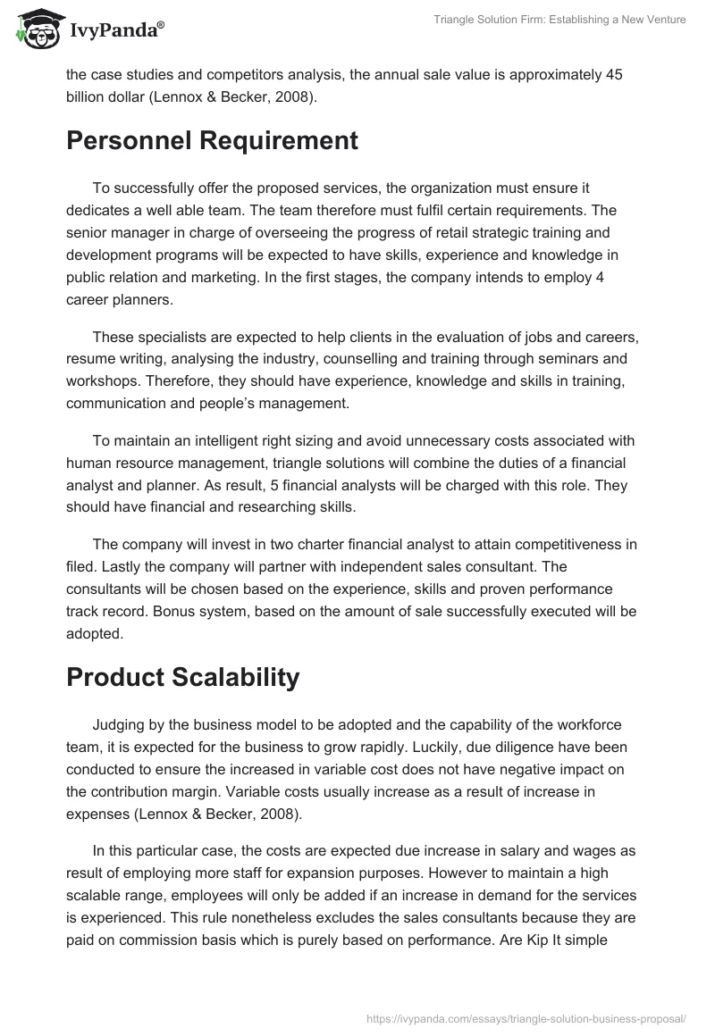 Triangle Solution Firm: Establishing a New Venture. Page 3