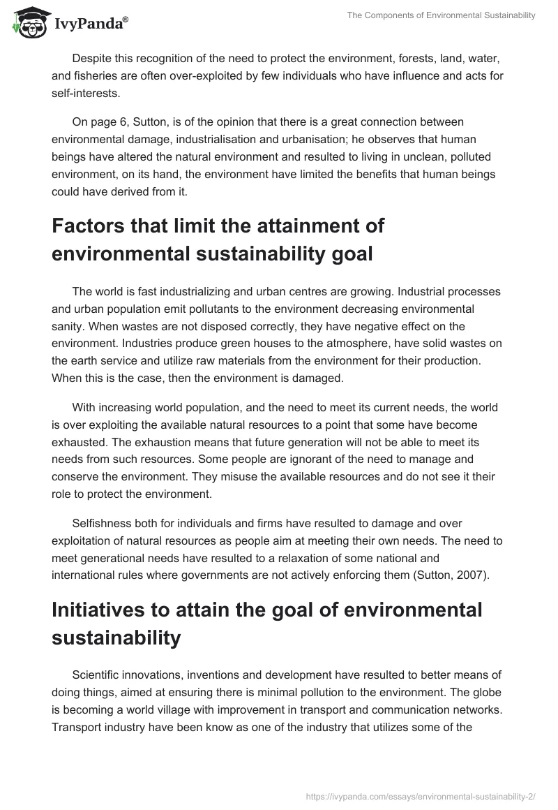 The Components of Environmental Sustainability. Page 2