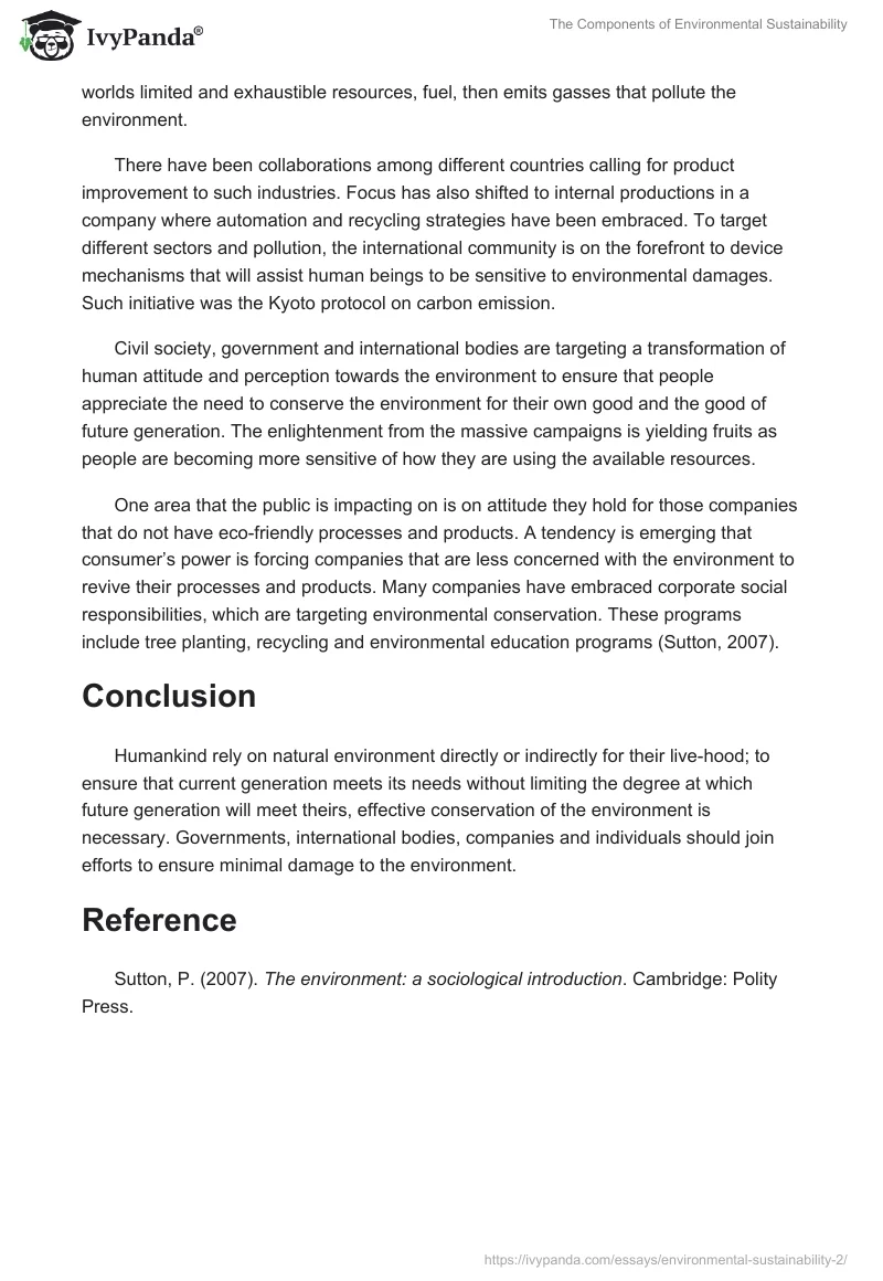 The Components of Environmental Sustainability. Page 3