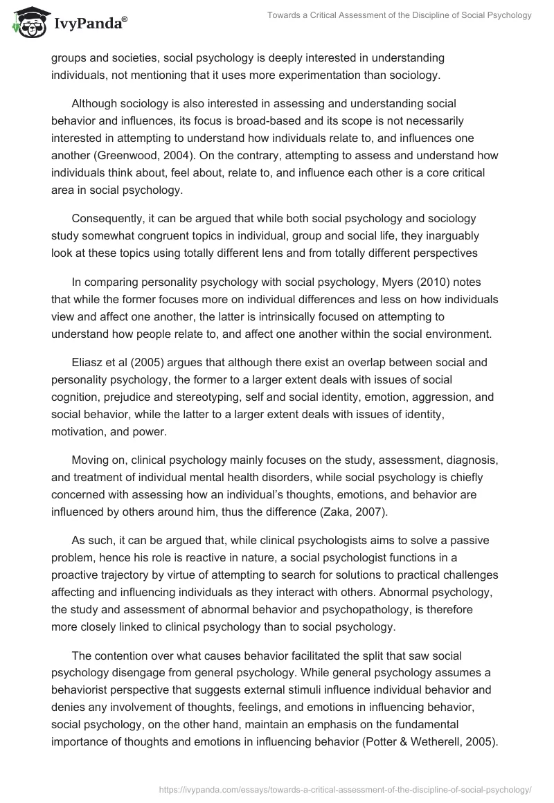 Towards a Critical Assessment of the Discipline of Social Psychology. Page 2
